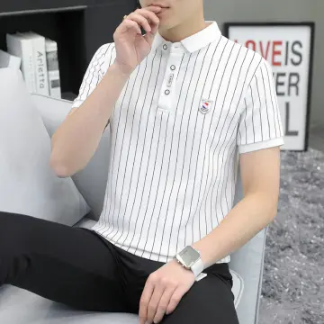 white striped polo t shirt