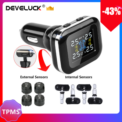 Develuck Smart Car TPMS Upgraded Lighter Angle Adjustable Tire Pressure Alarm System with USB motorcycle accessories
