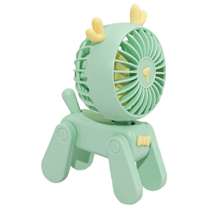 mini-desktop-decoration-fans-cute-pet-deer-rechargeable-usb-small-electric-fan-student-dormitory-decoration-fan-green