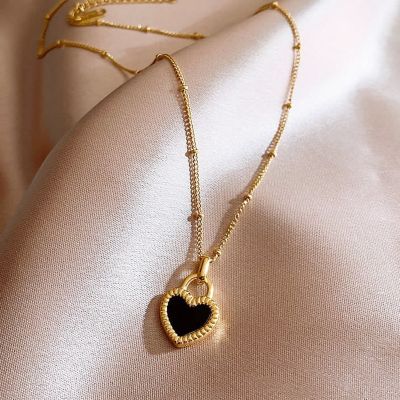 2023 Vintage Double Sided Heart Pendant Necklace For Women Girl Clavicle Chain Choker New Fashion Trendy Jewelry Gift Party Headbands