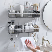 GURET Wall Mounted Storage Rack With Hooks Drainable Shower Corner Shelf Organizer Shampoo Towel Shelf For Bathroom Accessories