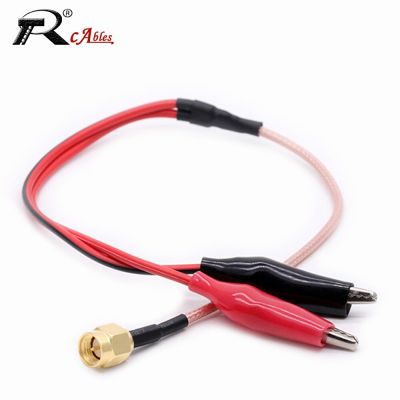 1PC RG316 RF Coaxial Cable SMA Male Plug  to Dual Alligator Clips Red&amp;Black Tester Lead Wire 50cm Connector Electrical Connectors