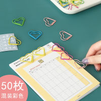 TUTU 50pcsbox Heart Shape Paper Clips Kawaii Stationery Binder Clips Photos Tickets Document Letter Clamp Accessories H0521
