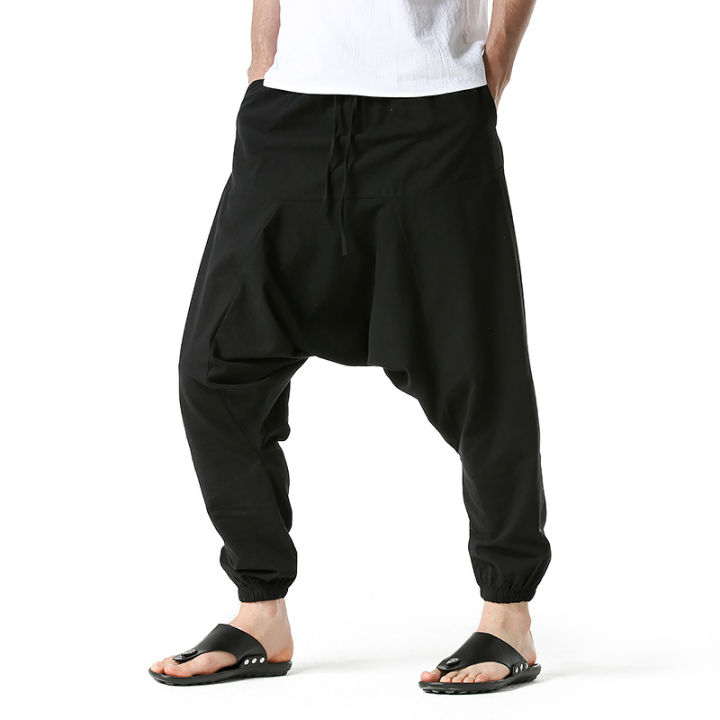 mens-black-harem-baggy-กางเกง2021ยี่ห้อใหม่-casual-cotton-jogging-sweatpants-ผู้ชาย-hip-hop-streetwear-joggers-กางเกง-male