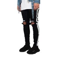 CODai424839 2019 Men Stylish Ripped Jeans Pants Biker Skinny Slim Straight Frayed Denim Trousers New Fashion Skinny Jeans Men Clothe