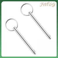 FEELDG 2Pcs เส้นผ่านศูนย์กลาง1/4 "(6.3มม.) หมุดปลดเร็ว เงินสีเงิน เหล็กไร้สนิม เดือยเดือย ใช้งานได้จริง ชุดอุปกรณ์ฮาร์ดแวร์ ท็อปส์ซูเรือ