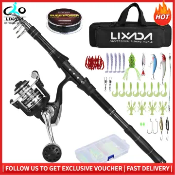 Lixada Telescopic Fishing Rod and Reel Combo Full Kit Spinning Fishing Reel  Gear Organizer Pole Set with 100M Fishing Line Lures Hooks Jig Head and