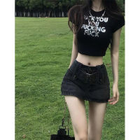 American Retro Spicy Girl Arm Miniskirt Womens Small High Waist Denim Skirt Anti-Exposure Hip Skirt Pantskirt