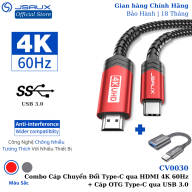 Cáp Chuyển Đổi Type C sang HDMI CV0030 JSAUX 4K 60Hz 3M Và Cáp Chuyển Đổi Type C Sang Usb OTG 3.0 Cao Cấp CD0019 Cho Tất Cả Thiết Bị Type C Macbook thumbnail