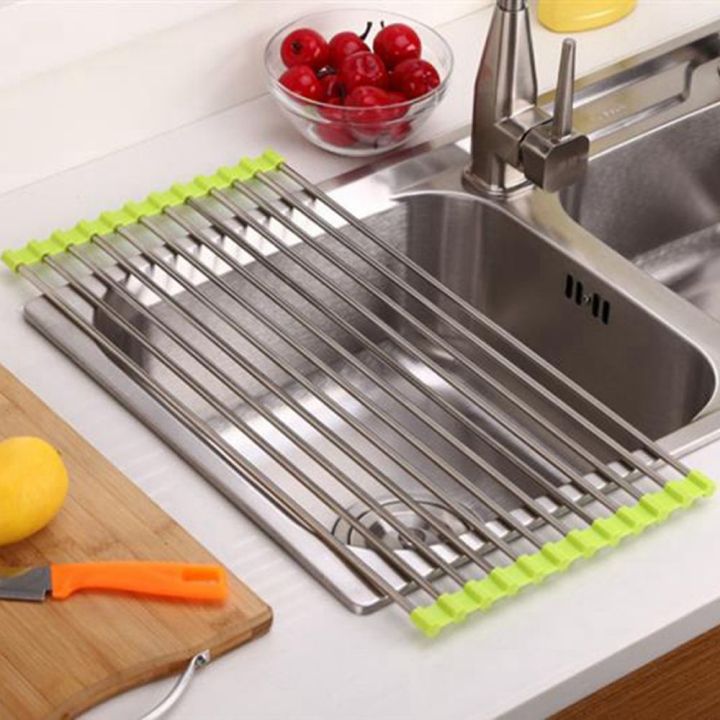 Foldable Dish Drying Rack Sink Drainer Over Sink Organizer Folding  Multipurpose Rustproof Rack Tray Drainer Kitchen