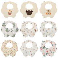 【CC】 Newborn Baby Bibs 6 Layers Cotton Gauze Infant Feeding Bib Saliva Print Cartoon Burp for Boys