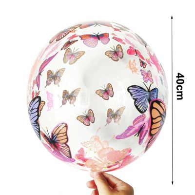 20 Inch Butterfly Printed BoBo Balloons Happy Birthday Transparent Bubble Balloon Birthday Party Baby Shower Wedding Decorations Balloons