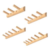 【YF】 Eco-friendly Natural Wooden Coat Hooks Wall Hanger Hat Clothes Bag Rack Storage Shelf Key Holder Organizer Household