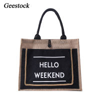 Geestock Women Bag Designer Handbags Linen Summer Tote Bags Large Capacity Eco Friendly Shoulder Bag Woman Travel Beach Bags