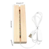 X37E LED Lights Display Base Beech Wood Material Rectangular Night Light for 3D Crystal Glass Christmas Warm Light Lamp Bases