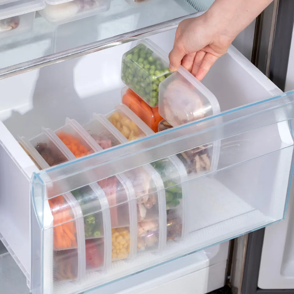 Refrigerator Storage Box with Four Compartment, Food Sub-Packed, Onion,  Ginger, Vegetables, Side Dishes, Frozen Meat Crisper