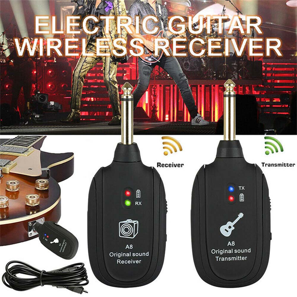 20Hz-20kHz UHF Guitar Wireless Transmission System,Built-In Rechargeable Lithium Battery for Electric Guitar Bass Violin Wireless Guitar System 