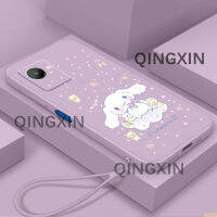 เคสมือถือลายหญ้าสีม่วง Realme C30S เคสโทรศัพท์ซิลิโคนเหลวสำหรับสุนัขออสแมนทัสขนาดเล็กน่ารักใหม่ตัวป้องกันบุคลิกที่สร้างสรรค์รูปโบว์น่ารักหูยาวสุนัขการ์ตูนเรื่องกรอบกันชนสำหรับสกปรกป้องกันเลนส์ได้เคสโทรศัพท์บางเฉียบ
