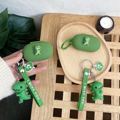Cartoon Earaphone box For Samsung Galaxy buds / buds Plus Case funny dinosaur Silicone Protect hearphone cover with keychain