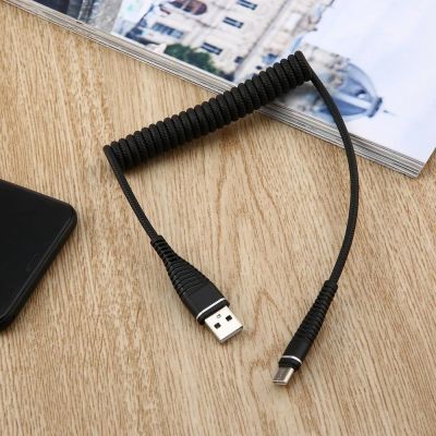 Kabel USB-C Tipe C Pegas Spiral Tipe-c Kabel Ekstensi Pria Kabel Pengisi Daya Sinkronisasi Data Kabel Pengisi Daya