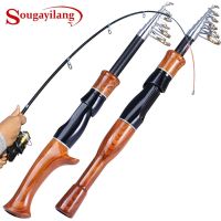 Sougayilang Telescopic Fishing Rod 1.6M Cork Handle Spinning/Casting Fishing Role Carbon Fiber Protable Travel Fishing Rod Pesca Accessories