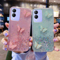 เคส Vivo Y17s ที่สวยงามผีเสื้อตกแต่งเลื่อมแวววาวการออกแบบปลอกซิลิโคนอ่อนนุ่มเคสโทรศัพท์ Vivo Y17s สำหรับผู้หญิงเคส