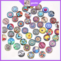 GARZHE24272 50Pcs 12mm ครับ Cabochons แก้วพิมพ์ลาย กระจกสำหรับผู้หญิง 50รูปแบบ กระเบื้องคาไลโดสโคป cabochons กระเบื้องโมเสค สายรุ้งสีรุ้ง หมุนแก้ว cabochons ทำเครื่องประดับ DIY