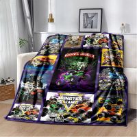 Monster Truck Warm Flannel Thin Blanket Classic Monster Jam Pattern Blanket Portable Home Travel Office Lunch Break Blanket