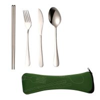 Portable Lunch Tableware Cutlery Set Stainless Steel Spoon Fork Travel Outdoor Knife Tableware Dining Canteen Dinnerware Sets Flatware Sets