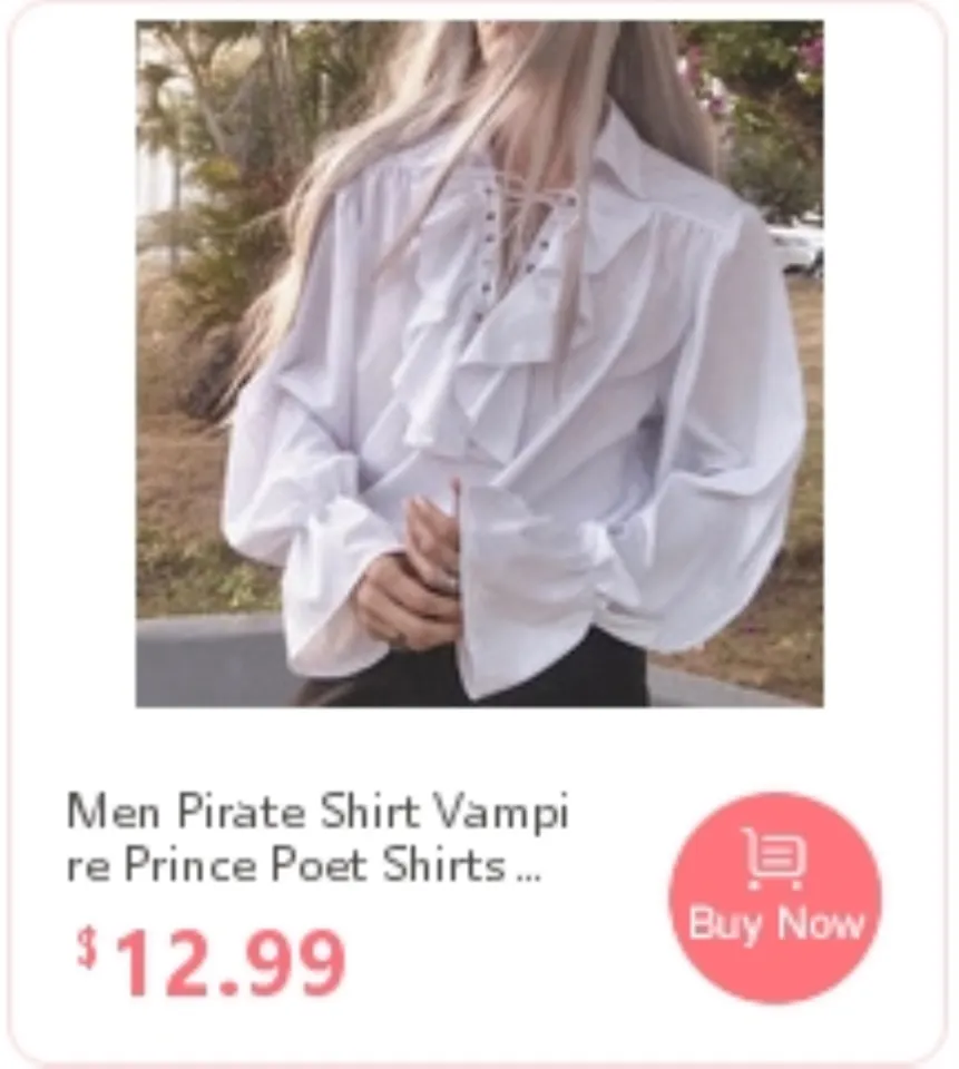 Mens Lace up Pirate Shirt Medieval Vampire Prince Poet Shirts 