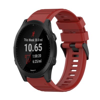 สำหรับ Garmin Forerunner 945สายนาฬิกาข้อมือซิลิโคนเนื้อแนวนอน22มม. พร้อมอุปกรณ์กำจัด (สีแดง)