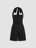 Cider Solid Halter Ruched Playsuit