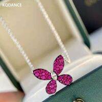 KQDANCE Solid 925 Silver Created ruby emerald Tanzainte diamond butterfly Pendant Necklace with stones Fine Jewelry trend