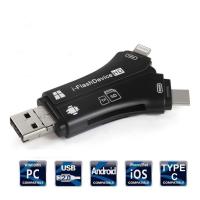 【100%-New】 The Auto Zone 4 In 1 I Flash Drive Type C SD &amp; TF Card Reader Adapter สำหรับ Pro 11 X Max 5 6 7 8สำหรับ Macbook Android Camera