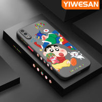 YIWESAN เคส Note7สำหรับ Xiaomi Redmi Note 7 Note 7 Pro Note 7S ลายการ์ตูนดินสอสีชินจันบางมีน้ำค้างแข็งโปร่งใสแข็งขอบสี่เหลี่ยมเคสกันกระแทกปลอกซิลิโคนคลุมทั้งหมดเคสนิ่มสำหรับป้องกัน