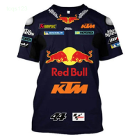 Summer Hot Summer Sale Short-Sleeved Red Bull Team Ktm Motorcycle Racing Cos Clothing 3D Printed Mens Casual Mesh T-Shirt（freecustom name &amp; logo）Trendy mens versatile T-shirt