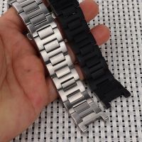 21mm Watch Bracelet Band Silver Metal Watchband With Folding Clasp For fit Cartier Pasha Steel Watch Strap