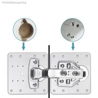 ☽ Hinge Repair Plate Brushed Stainless Steel Cabinet Hinge Fixing Plate Bracket Kit with Mounting Screws Door Hardware