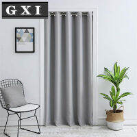 GXI Grey Grommet Top Solid Color Semi-Blackout Door Curtain For Living Room Divided Doorway Curtain Thermal Modern Drapes