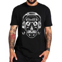 Dj Disc Music And Progressive House Skull T Shirt Funny Geek Design Novelty Tee Shirt For Men 100% Cotton Homme Camiseta