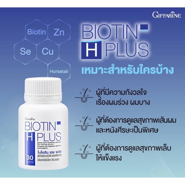 ส่งฟรี-ไบโอติน-เอช-พลัส-ลดโอกาสผมขาดหลุดร่วง-เพิ่มโอกาสผมงอกใหม่-biotin-h-plus-giffarine