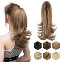 Synthetic Claw Clip In Ponytail Hair Extensions Hairpiece 14 quot; Fake Blonde Hair Wavy False Pigtail With Elastic Band Horse Tail
