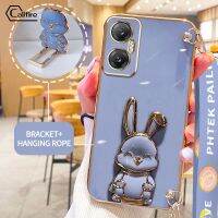 Callfire เคสสายรัดข้อมือแบบยาวสำหรับ มีสายรัด กระต่ายยา Infinix Hot 20 5G X666 X666B แบบแขวนเชือกห้อยแบบนุ่มชุบอย่างหรูหราป้องกันกล้องสี่เหลี่ยมเคสป้องกันยางป้องกันการตก