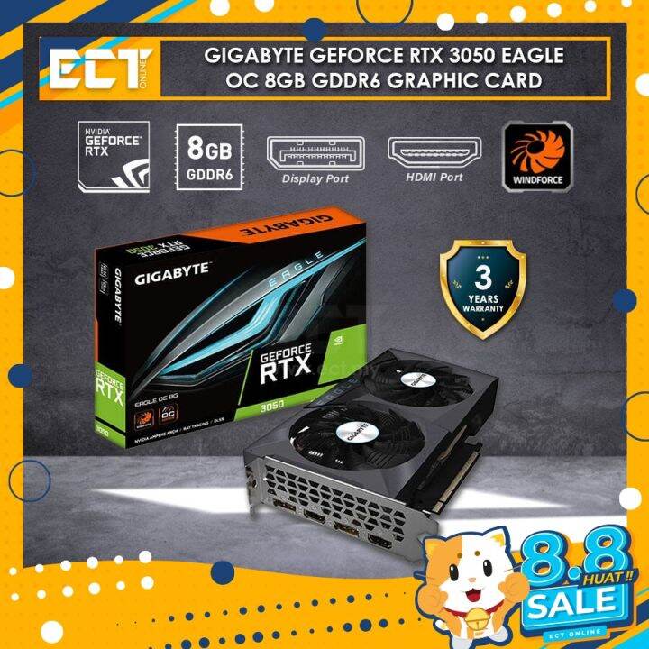 Gigabyte Geforce RTX 3050 Eagle OC 8GB GDDR6 Graphic Card (GV ...