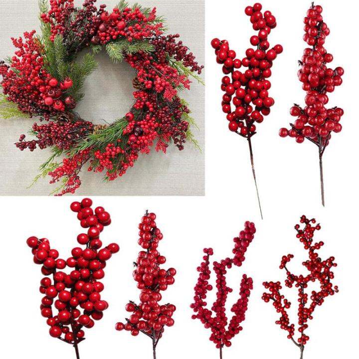 10pcs-lot-red-berry-bouquet-wedding-party-decor-christmas-decoration-for-home-flower-branch-artificial-pine-cone-new-year-2023