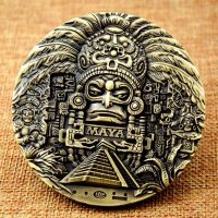 ของที่ระลึกปฏิทิน Aztec ชาวมายันทำนายเหรียญเก็บของที่ระลึกเหรียญโชคดีงานศิลปะ