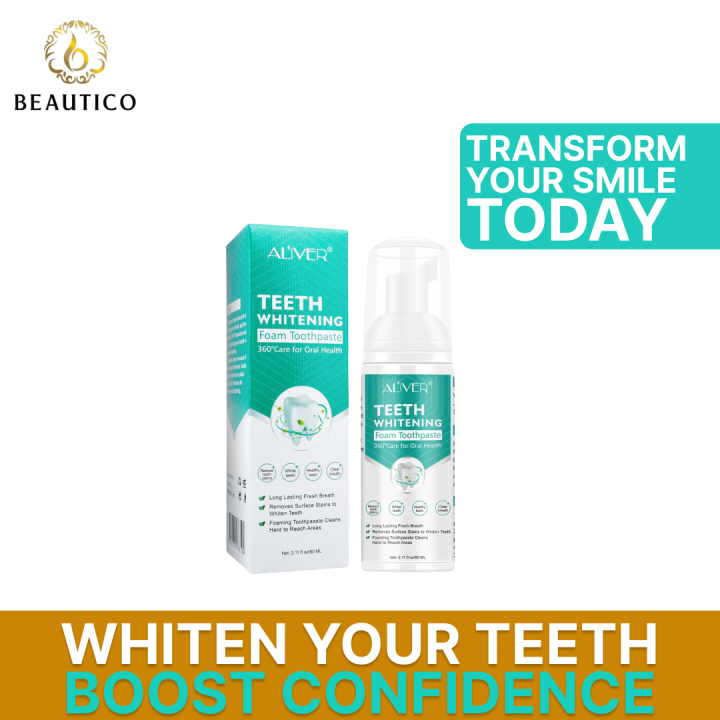 Aliver Teeth Whitening Foam Toothpaste Mousse mint Remove Plaque Stains