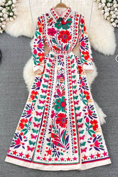 gorgeous-bohemian-resort-style-a-line-dress-retro-palace-style-lapel-slim-print-large-swing-long-skirt-2022-new