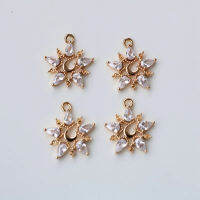 ต่างหูทองแดงชุบทองแท้17มม. Zircon Star Flower สร้อยคอเสน่ห์จี้ต่างหูการทำอุปกรณ์เสริมการค้นพบ