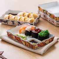 lunxian427 ยอดนิยม - /  Overglaze Farbe Keramik Quadratissche Platte แยก Knödel Sushi Geschirr Platund Gerichte Küche Utensilien